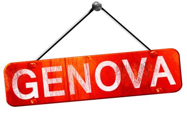 Genova, 3d render, işareti asılı kırmızı