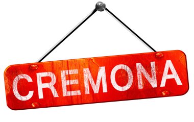 Cremona, 3D rendering, a red hanging sign