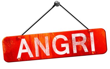 Angri, 3d render, işareti asılı kırmızı