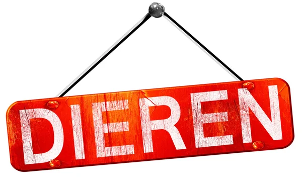 Dieren, 3d render, işareti asılı kırmızı