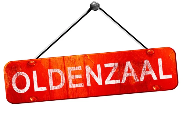 Oldenzaal, 3D-rendering, een rode opknoping sign — Stockfoto