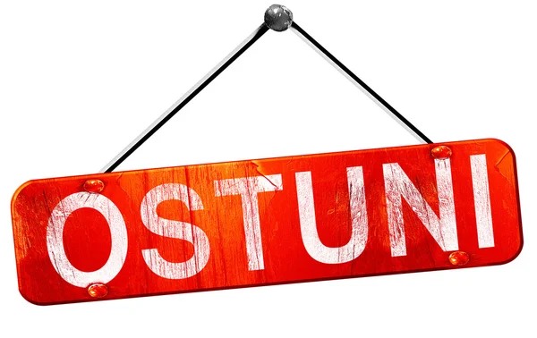 Ostuni, 3D rendering, a red hanging sign