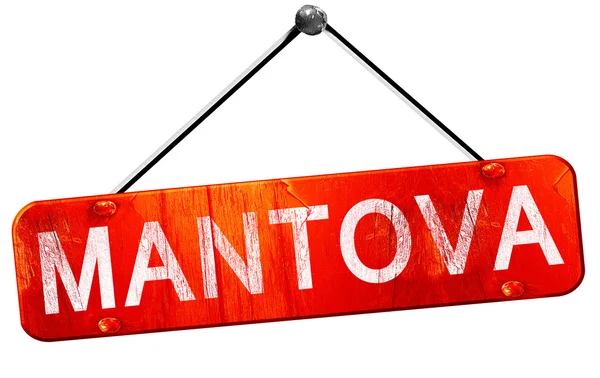 Mantova, 3D rendering, a red hanging sign — Stock Photo, Image