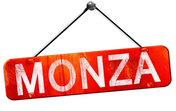 Monza, 3D rendering, a red hanging sign — Stock Photo, Image