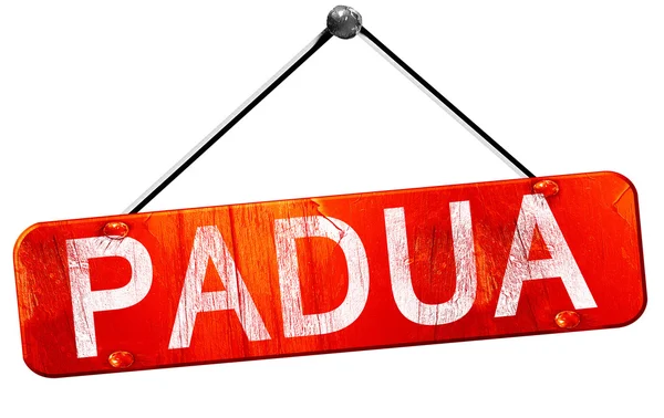 Padua, 3D rendering, a red hanging sign — Stock Photo, Image