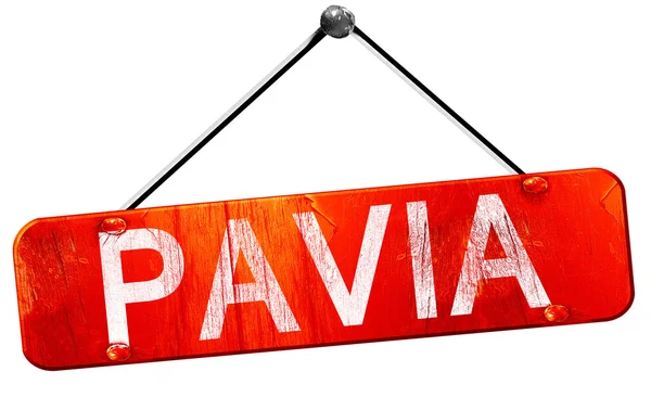 Pavia, 3D rendering, a red hanging sign — Stock Photo, Image
