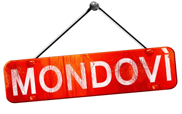 Mondovi, 3D rendering, a red hanging sign — Stock Photo, Image