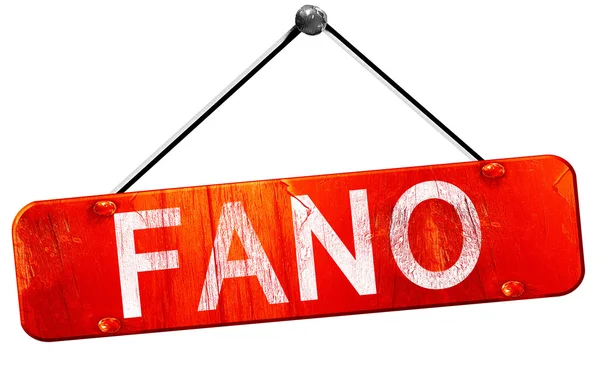 Fano, 3D rendering, a red hanging sign