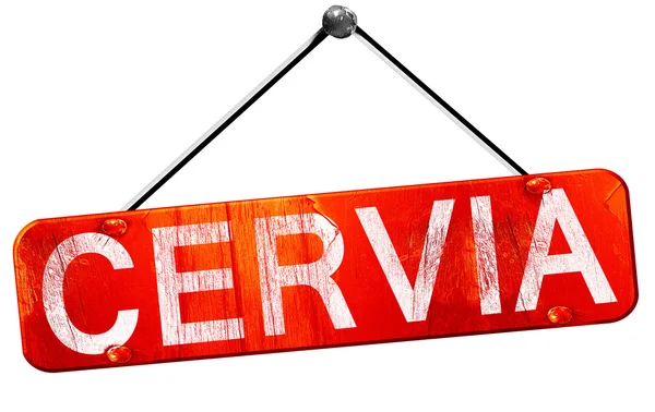 Cervia, 3D rendering, a red hanging sign