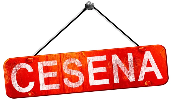 Cesena, 3D rendering, a red hanging sign