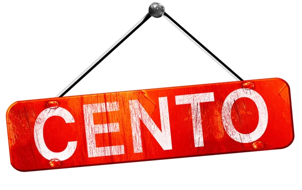 Cento, 3D rendering, a red hanging sign