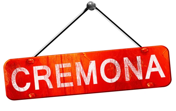 Cremona, 3D rendering, a red hanging sign