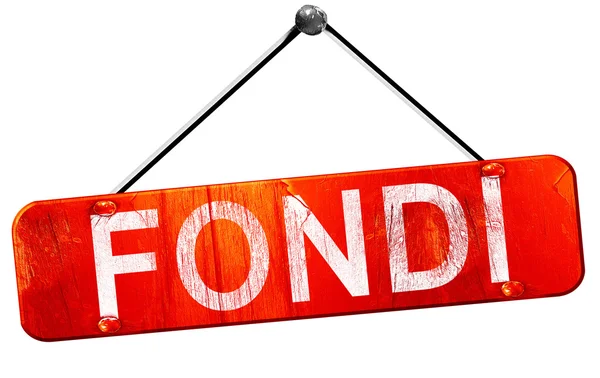 Fondi, 3D rendering, a red hanging sign