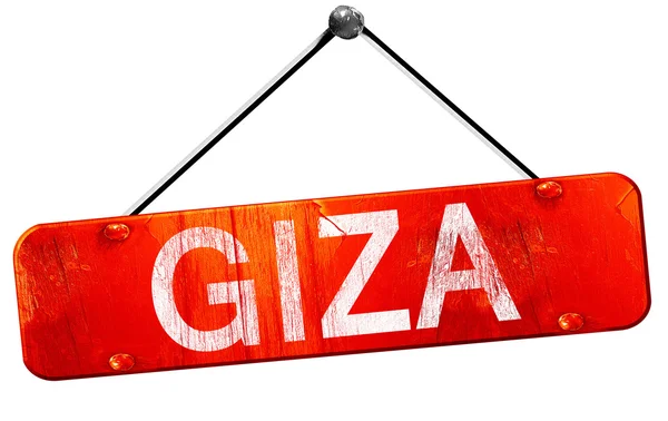 Giza, 3D rendering, a red hanging sign — Stock Photo, Image