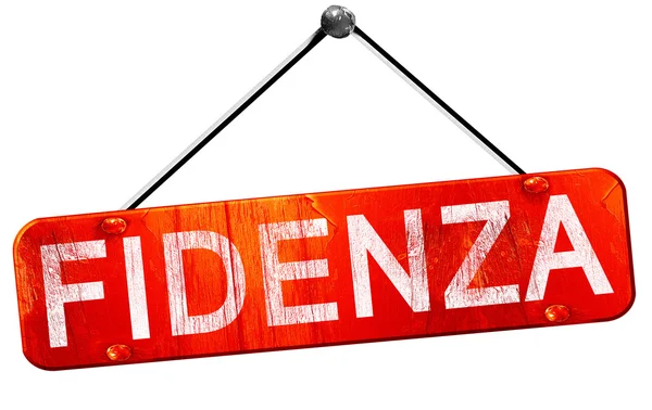 Fidenza，3d 渲染，一个红色的挂的牌子 — 图库照片