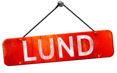 Lund, 3d render, işareti asılı kırmızı