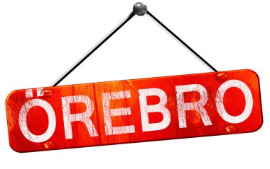 Örebro, 3d render, işareti asılı kırmızı