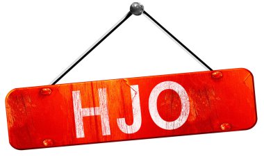 Hjo, 3d render, işareti asılı kırmızı