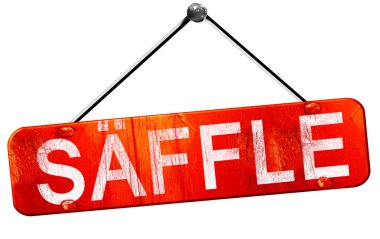 Saffle, 3d render, işareti asılı kırmızı