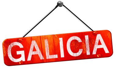 Galicia, 3D rendering, a red hanging sign