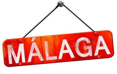 Malaga, 3d render, işareti asılı kırmızı