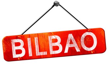 Bilbao, 3d render, işareti asılı kırmızı