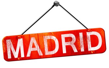 Madrid, 3d render, işareti asılı kırmızı