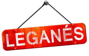 Leganes, 3d render, işareti asılı kırmızı