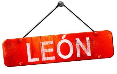 Leon, 3d render, işareti asılı kırmızı