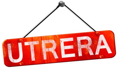 Utrera, 3D rendering, a red hanging sign