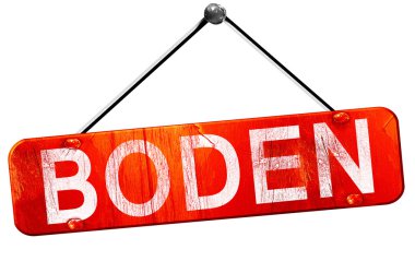 Boden, 3d render, işareti asılı kırmızı