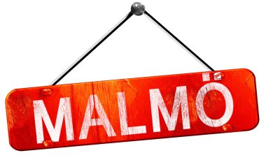 Malmo, 3d render, işareti asılı kırmızı