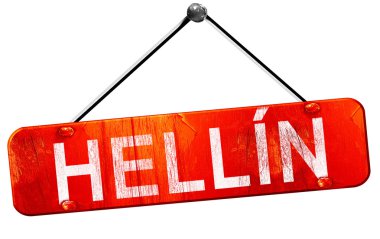 Hellin, 3d render, işareti asılı kırmızı