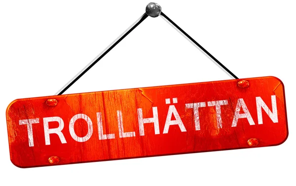 Trollhattan, 3D rendering, a red hanging sign — Φωτογραφία Αρχείου