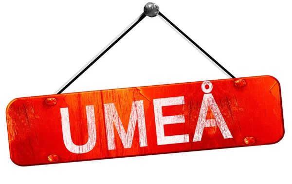Umea, 3d render, işareti asılı kırmızı