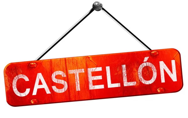 Castellon, 3D-Darstellung, ein rotes Hängeschild — Stockfoto