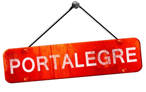 Portalegre, representación 3D, un cartel colgante rojo — Foto de Stock