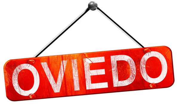 Oviedo, 3d render, işareti asılı kırmızı