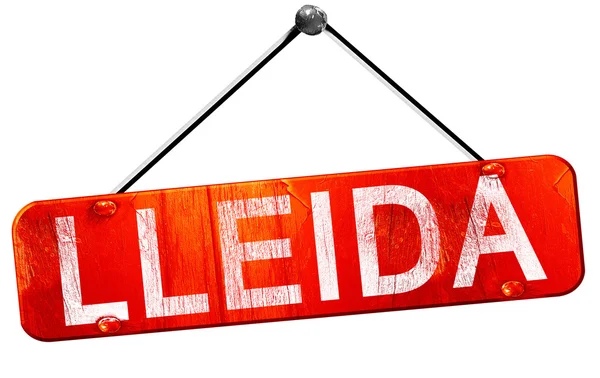 Lleida, rendu 3D, un panneau rouge suspendu — Photo
