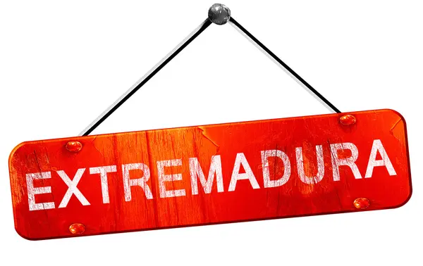 Estrémadure, rendu 3D, un panneau rouge suspendu — Photo