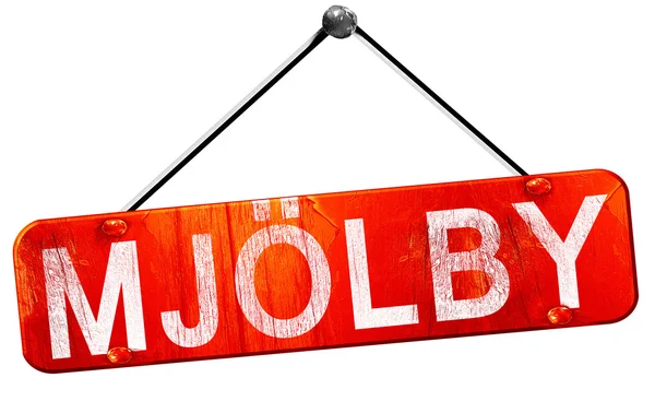 Mjolby, 3d render, işareti asılı kırmızı