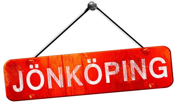 Jonkoping, 3d-рендерінг, червоний підвісний знак — стокове фото