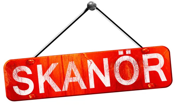 Skanor, 3d rendering, ένα κόκκινο ή κρεμαστές ταμπέλες — Φωτογραφία Αρχείου