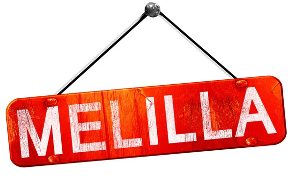Melilla, 3d render, işareti asılı kırmızı