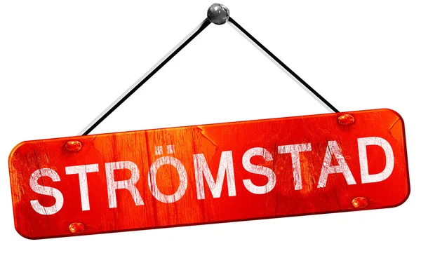 Stromstad, rendering 3D, un segno rosso appeso — Foto Stock