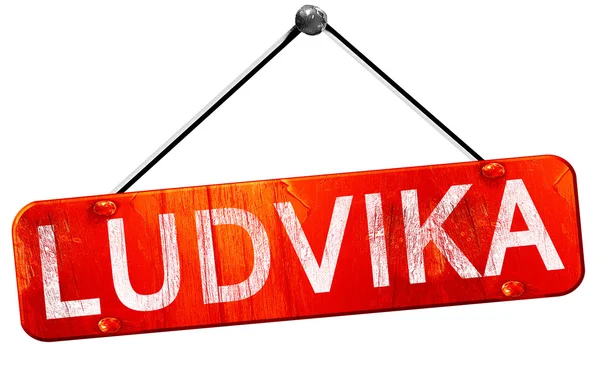 Ludvika, rendu 3D, un panneau rouge suspendu — Photo