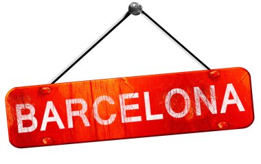 Barcelona, 3d render, işareti asılı kırmızı