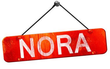 Nora, 3d render, işareti asılı kırmızı