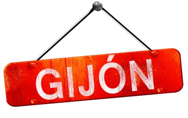 Gijon, 3d render, işareti asılı kırmızı