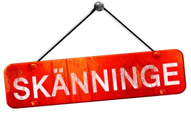 Skanninge, 3d render, işareti asılı kırmızı